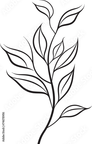 Greenery Impressions Vector Icon Botanical Ink Hand Drawn Symbol