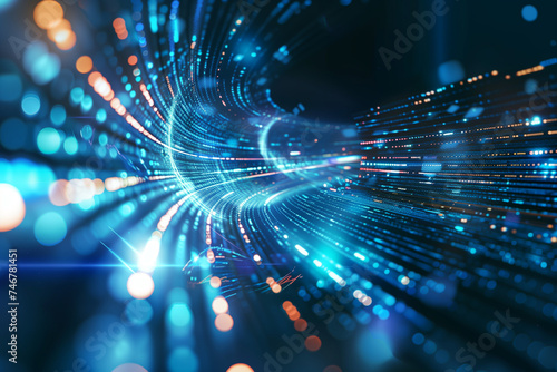 beautiful abstract wave technology background with blue light digital effect corporate concept