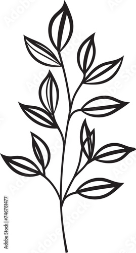Leafy Lines Plant Leaves Graphic Design Botanical Bliss Vector Emblem Icon