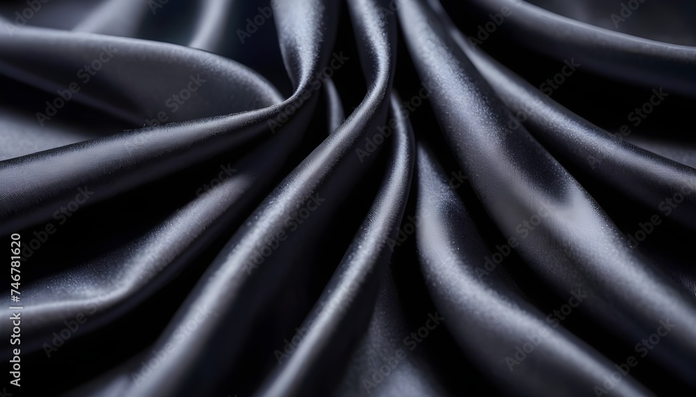 Fototapeta premium Mid dark gray silk texture, wavy, smooth