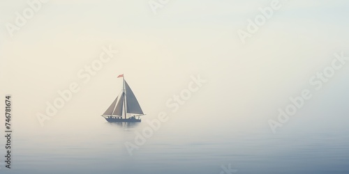 AI Generated. AI Generative. Schooner ship boat sail in the open sea ocean background. Nautical marine adventure travel. Graphic Art