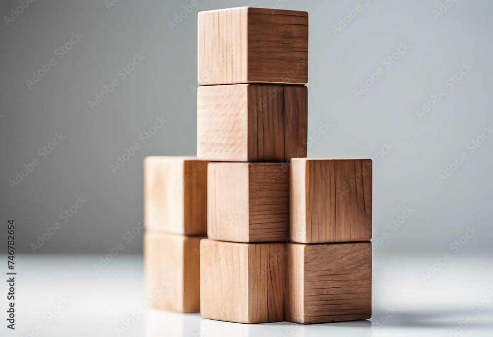 Tower of eight wooden cubes isolated on white background Tower of eight wooden cubes isolated on white background