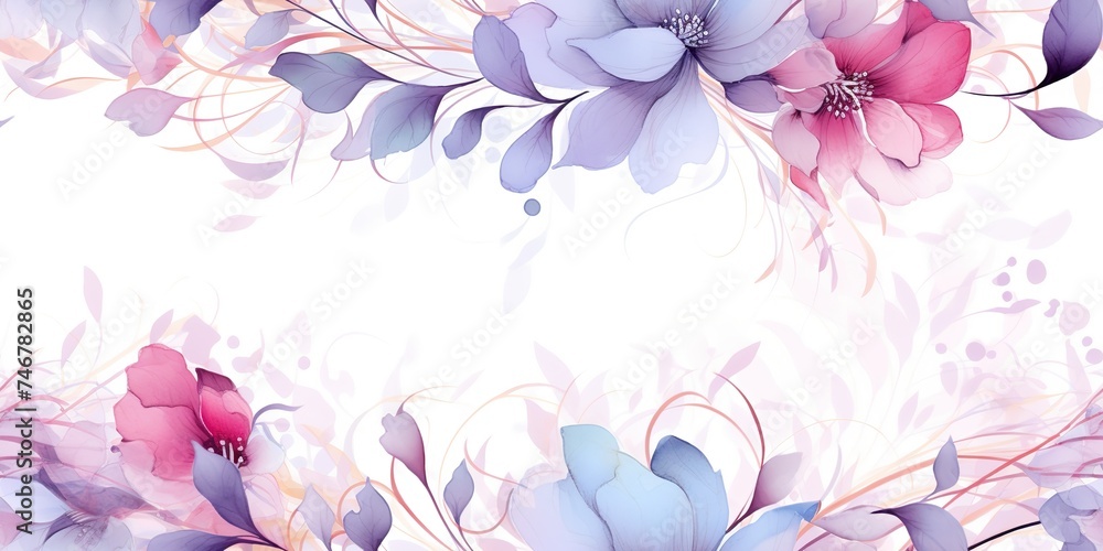 Obraz premium AI Generated. AI Generative. Watercolor drawing paint flowers pattern texture surface background decoration. Graphic Art