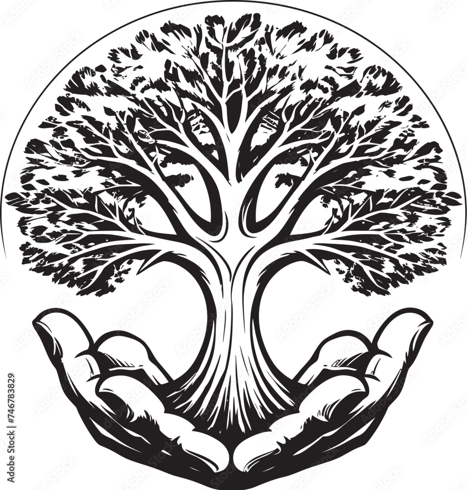 Fototapeta premium Verdant Clasp Living Plant Badge Greenery Grasp Vector Logo Design