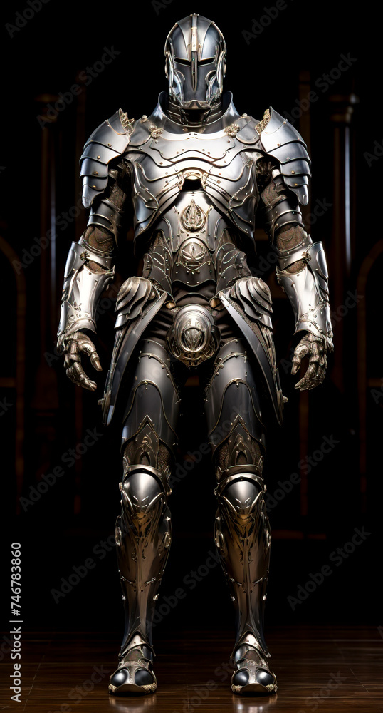 Regal Robotic Knight in Ornate Armor, a Blend of Chivalry and Technology created with Generative AI technology. Regal Robotic Knight in Ornate Armor, a Blend of Chivalry and Technology created with Generative AI technology.