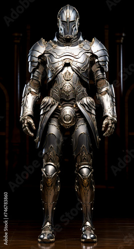 Regal Robotic Knight in Ornate Armor, a Blend of Chivalry and Technology created with Generative AI technology.