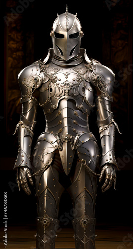 Regal Robotic Knight in Ornate Armor, a Blend of Chivalry and Technology created with Generative AI technology.