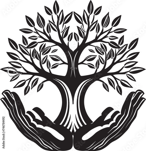 Flora Fingers Black Vector Icon Botanic Grasp Plant Emblem Badge