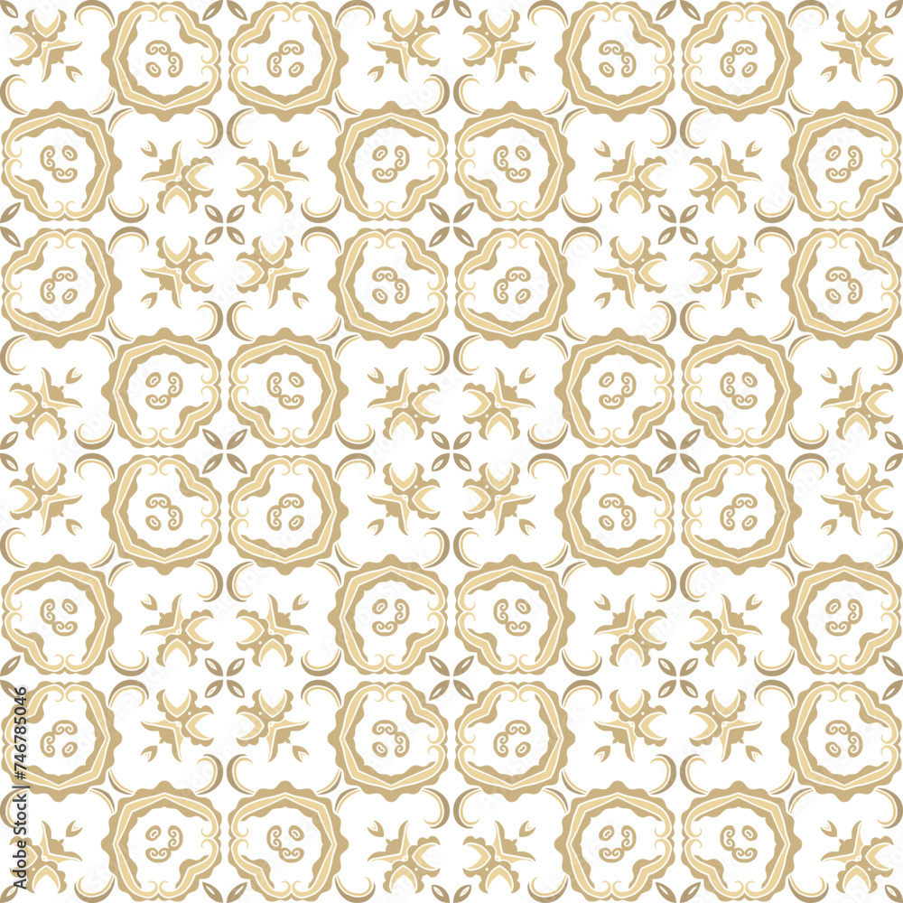 Golden ornamental texture,   woven  laced abstract pattern on white  background