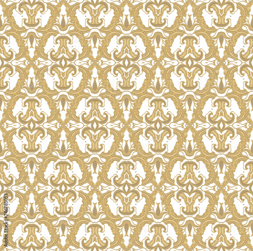 Golden ornamental texture,   woven  laced abstract pattern on white  background