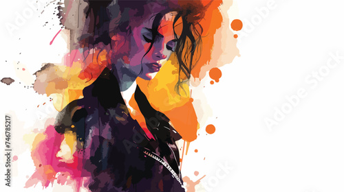 Abstract fashion watercolor illustration of person i