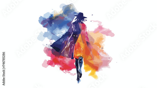 Abstract fashion watercolor illustration of person i