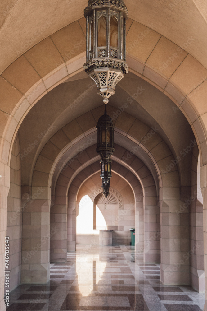 Obraz premium Sultan Qaboos Mosque, Oman, ancient fortresses, cities of Arabia, sights of Oman