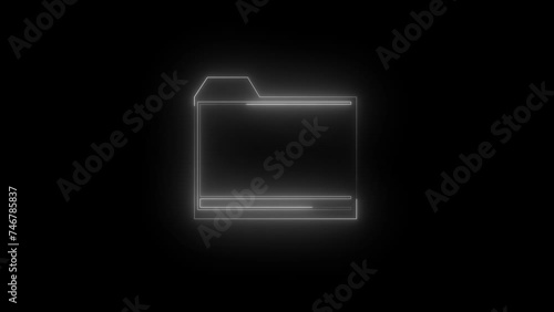 Neon glowing white myfile icon animation in black background photo