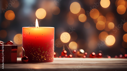 Close-up of candle with soft warm background behind it
