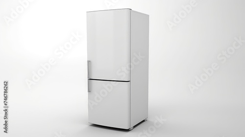 stainless steel refrigerator isolated in white studio background