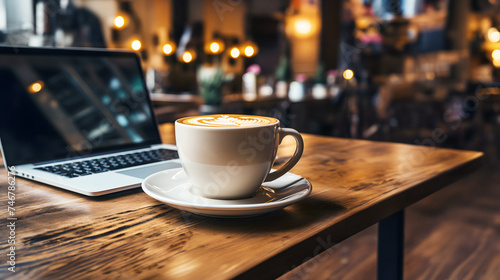 Coffee mug with a laptop.