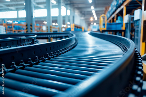 Empty Conveyor belt in distribution center