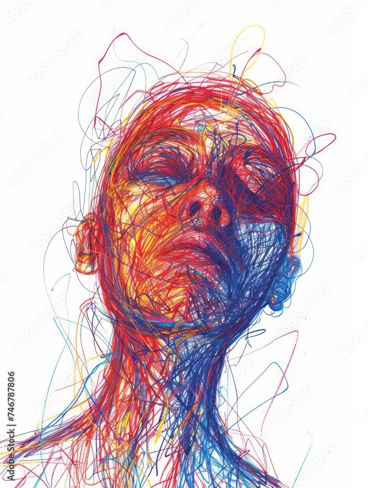 Scribbled Illustration of Lewy Body Dementia Generative AI - obrazy, fototapety, plakaty 