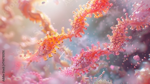 Digital 3D illustration depicting a liposome encapsulating DNA