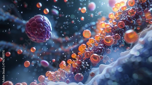 Digital 3D illustration of a liposome encapsulating DNA