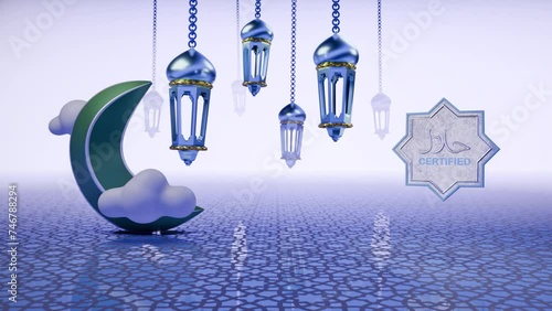 Ramadan Podium Halal Certificate 3 , Animation.Full HD 1920×1080. 04 Second Long. photo