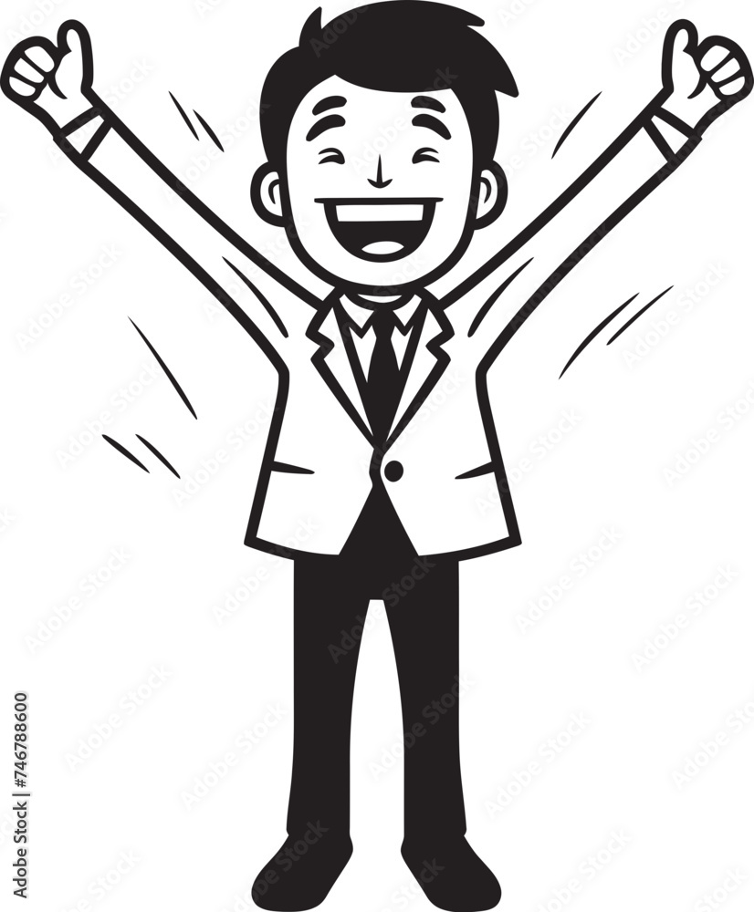 Ecstatic Business Visionary Crest Vector Black Logo Design of a Smiling Stick Figure Smiling Business Director Badge Caricature Stick Figure in Black Vector Ecstatic Business Visionary Crest Vector Black Logo Design of a Smiling Stick Figure Smiling Business Director Badge Caricature Stick Figure in Black Vector