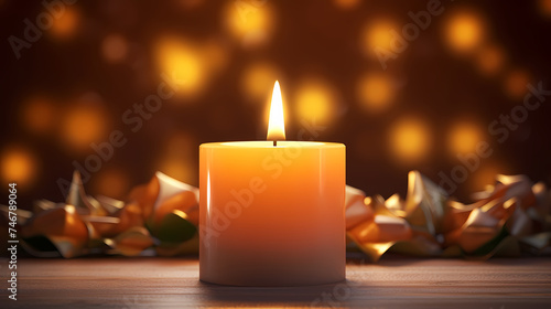 Scented candles on wooden table © jiejie