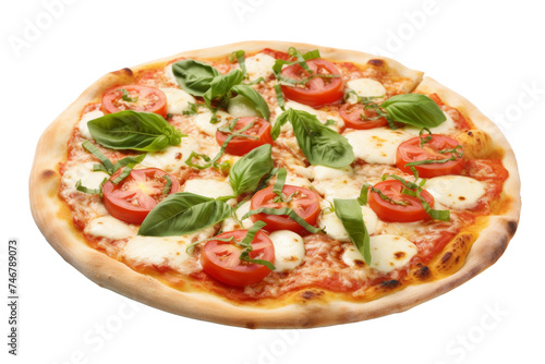 Fresh Mozzarella Topped Pizza Margherita Isolated on Transparent Background
