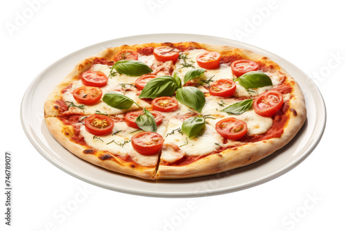 Classic Margherita Pizza with Fresh Mozzarella Isolated on Transparent Background