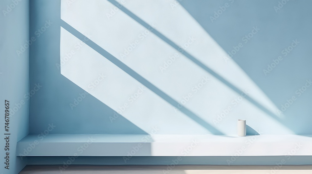 Obraz premium Minimalist interior blue wall with shadow