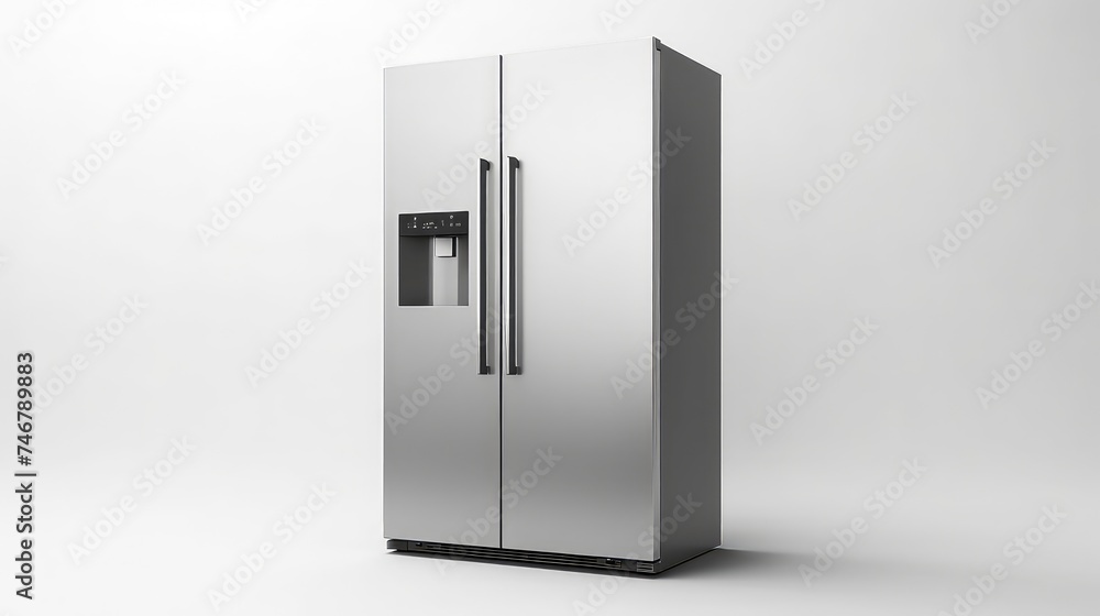 Grey fridge isolated in white studio background Grey fridge isolated in white studio background