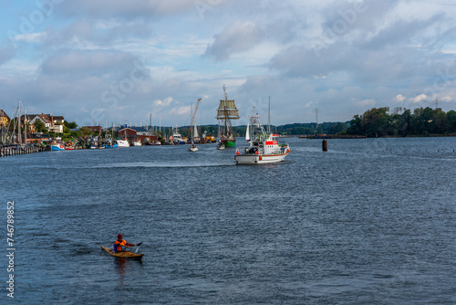 Fishing boat on the Schlei river in Schleswig Holstein, Germany. photo