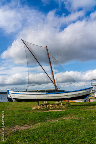 Fishing boat on the Schlei river in Schleswig Holstein, Germany.
