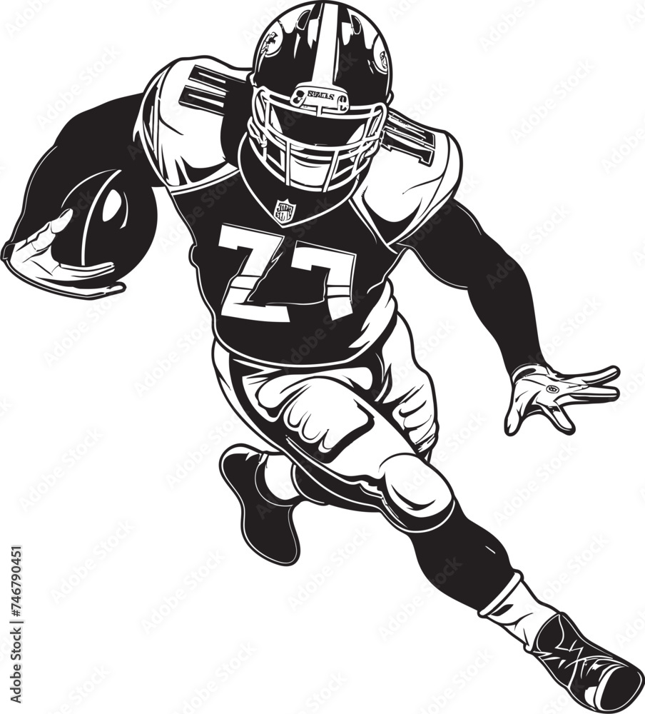 Touchdown Tempest Iconic Black Logo Design of NFL Scoring Storm Gridiron Gladiator Black Logo Design of NFL Player Icon