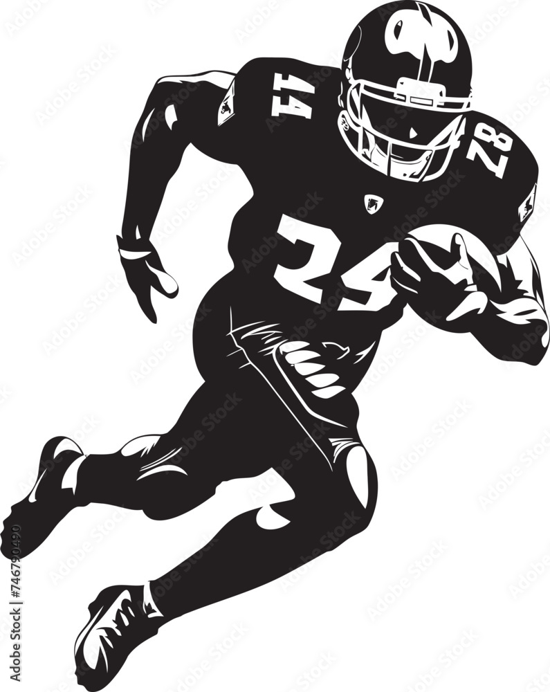 Obraz premium Offensive Ace Vector Graphic of NFL Offensive Player in Black End Zone Enforcer Iconic Black Logo Design of Touchdown Specialist