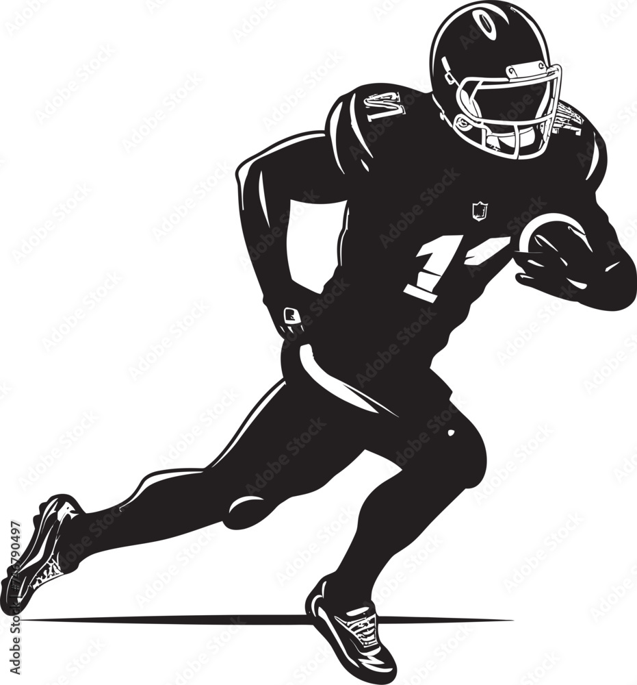 Fototapeta premium End Zone Enforcer Iconic Black Logo Design of Touchdown Specialist Field Marshal Black Emblem of NFL Quarterback Leader