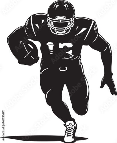 Defensive Dynamo Iconic Black Logo Design of NFL Defensive Back Offensive Ace Vector Graphic of NFL Offensive Player in Black