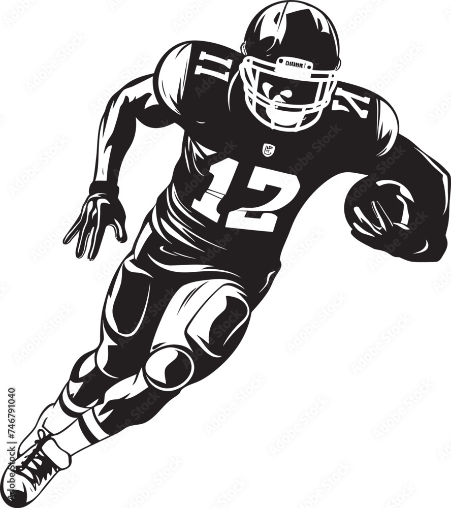 Tender Guardian Vector Graphic of NFL Star in Black Unconditional Support Iconic Black Logo Design of NFL Player Icon