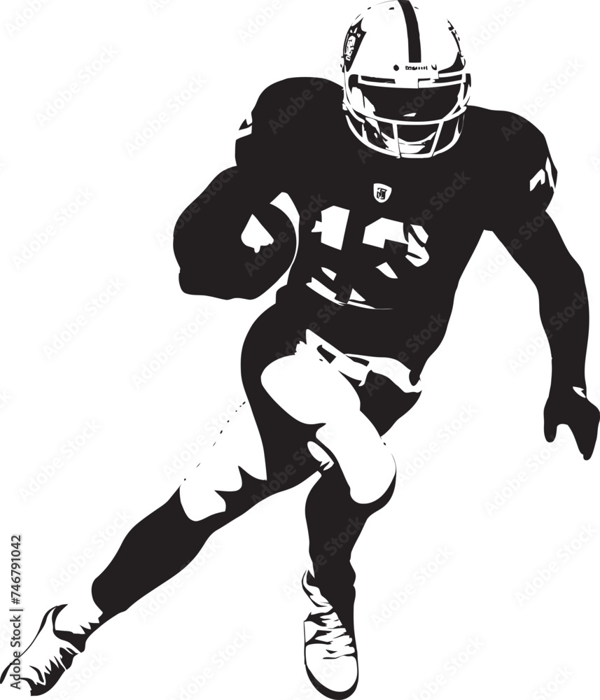 Fototapeta premium Eternal Comfort Vector Graphic of Dominant NFL Player in Black Guiding Presence Iconic Black Logo Design of NFL Star
