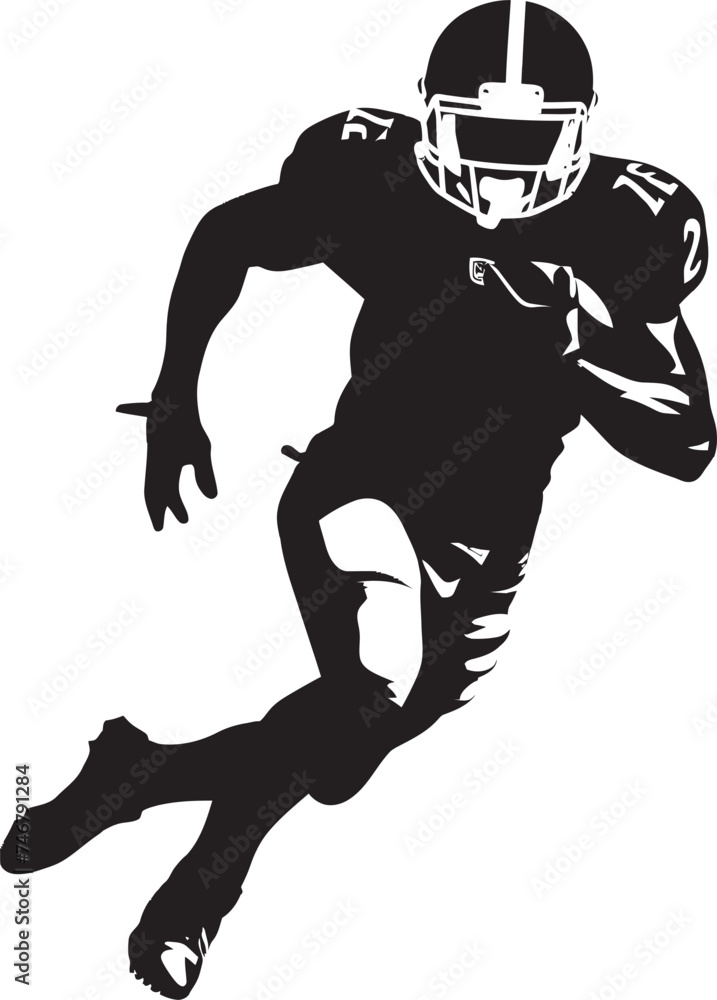 Gridiron Glory Vector Graphic of NFL Football Achievement Field Fury Iconic Black Logo Design of NFL Player in Fast Action