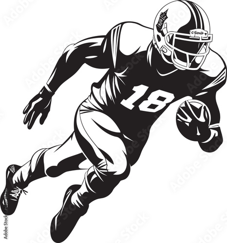 Field Commander Vector Graphic of NFL Quarterback Leader Sideline Sensation Iconic Black Logo Design of NFL Wide Receiver