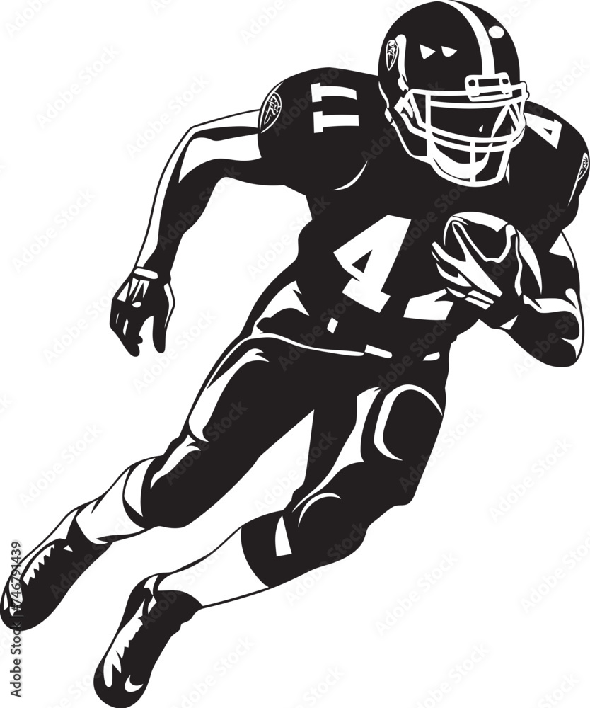 Touchdown Tempest Iconic Black Logo Design of NFL Scoring Storm Blitz Bomber Vector Graphic of NFL Pass Rusher in Black Touchdown Tempest Iconic Black Logo Design of NFL Scoring Storm Blitz Bomber Vector Graphic of NFL Pass Rusher in Black
