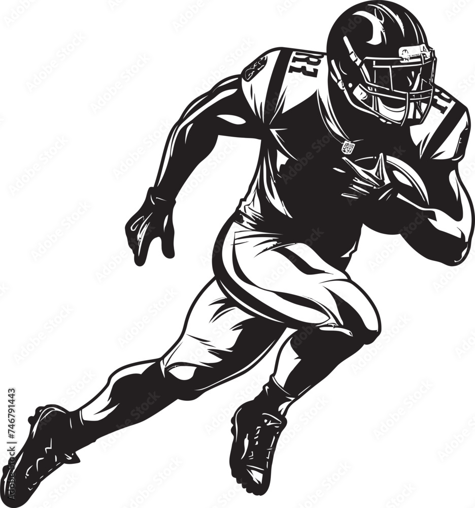 Blitz Bomber Vector Graphic of NFL Pass Rusher in Black Gridiron Gladiator Iconic Black Emblem of NFL Football Champion