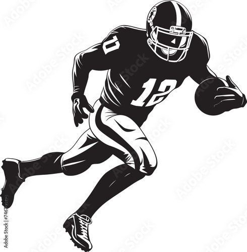 Gridiron Guardian Iconic Black Emblem of NFL Defensive Titan End Zone Entertainer Vector Black Logo Design of NFL Touchdown Artist
