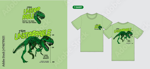 dinosaur slogan with hand drawn dinosaur vector illustration for fashion print