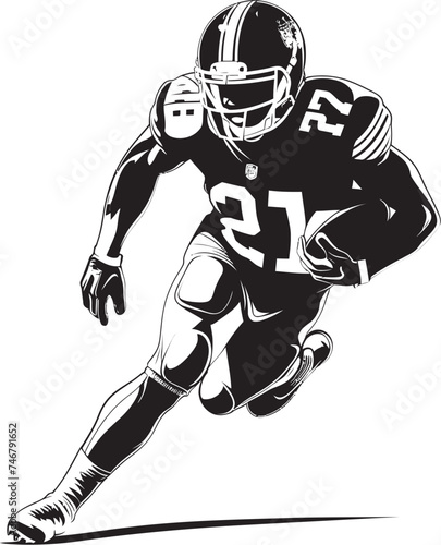 Field Phenomenon Vector Black Emblem of NFL Star in Action Touchdown Tempest Iconic Black Logo Design of NFL Scoring Storm