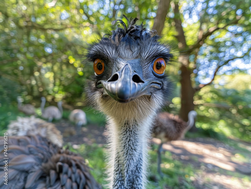 Close-up of emu with direct look. photo