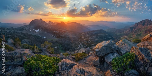 Panoramic Peaks Views - Vantage Points Background - Sweeping Essence - Sunset Lighting - Panoramic Peaks