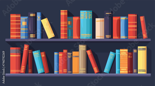 books on the shelf isolated background illustration